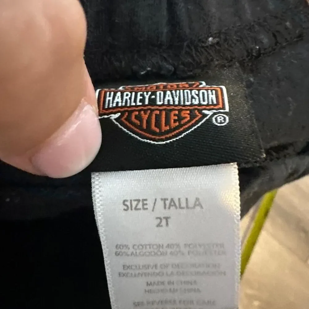 Kids Harley Davidson black cotton & polyester sweatpants size 2T